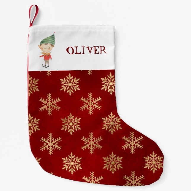 Personalized Christmas elf  Small Christmas Stocki Stocking (Front)