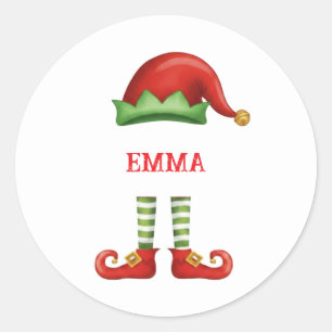 Personalized Christmas Elf Sticker Red & Green