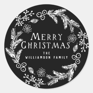 Personalized Christmas Envelope Seal Black White