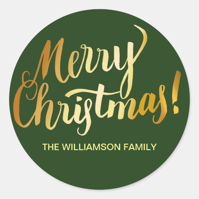 Personalized Christmas Envelope Seal  Green Gold (Front)