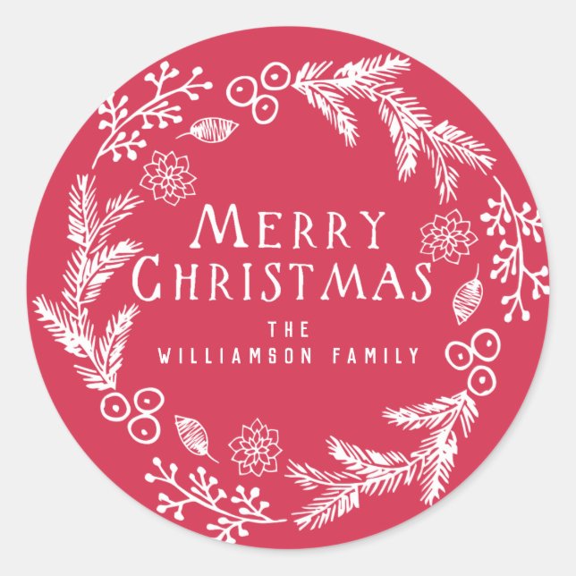 Personalized Christmas Envelope Seal Red White (Front)
