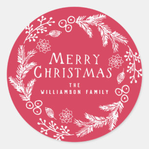 Personalized Christmas Envelope Seal Red White