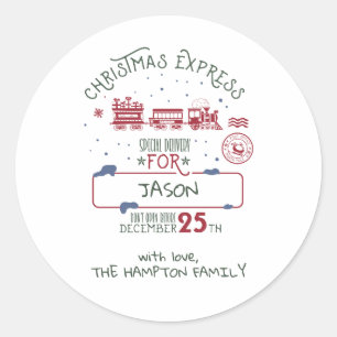 Personalized Christmas Express Train Santa Classic Round Sticker