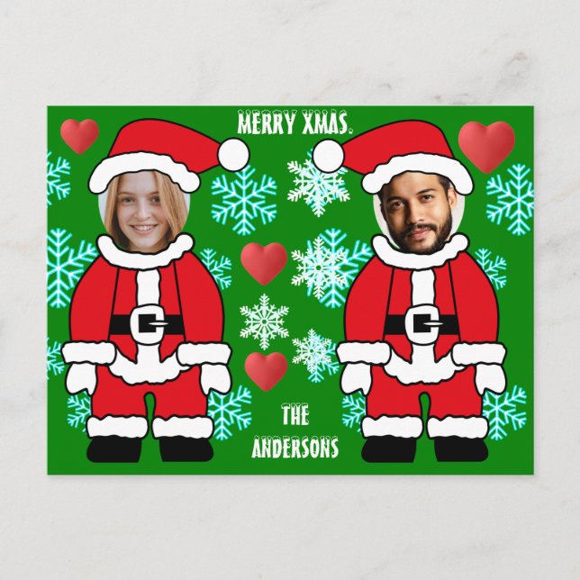Personalized Christmas face-in-hole Santa Postcard (Front)