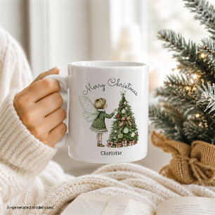 Personalized Christmas Fairy Decorating Tree Coffee Mug