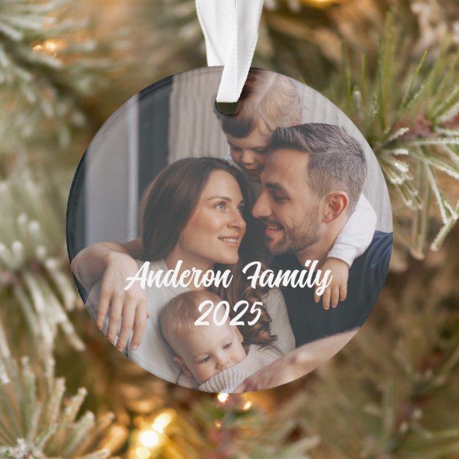 Personalized Christmas Family Custom Photo Text  Ornament (Tree)