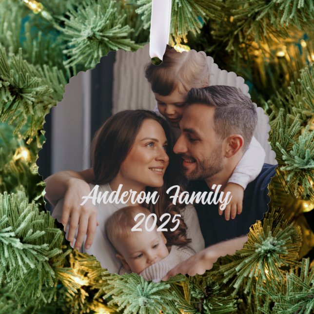 Personalized Christmas Family Custom Photo Text  Ornament Card (Insitu (Tree))