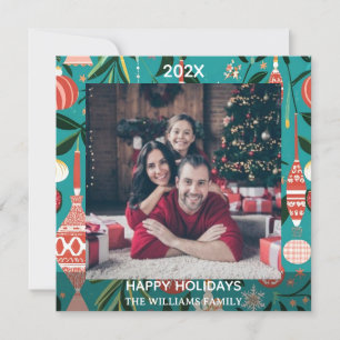 Personalized Christmas Family Photo Name & Year Holiday Card