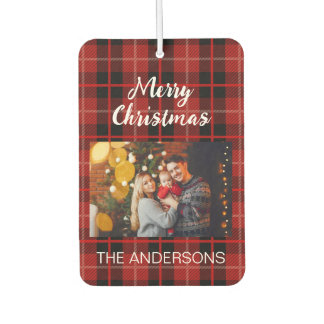 Personalized Christmas family photo red plaid  Air Freshener