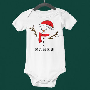 Personalized Christmas Festive Funny Snowman Baby Bodysuit