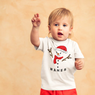 Personalized Christmas Festive Funny Snowman Baby T-Shirt