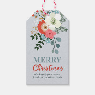Personalized Christmas floral gift tags