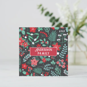 Personalized Christmas flower pattern family name