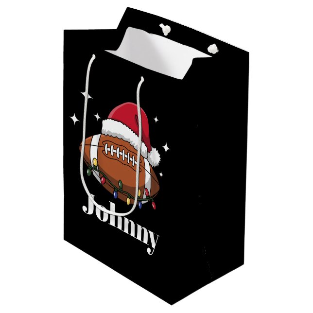 Personalized Christmas Football Winter Sports Team Medium Gift Bag (Front Angled)