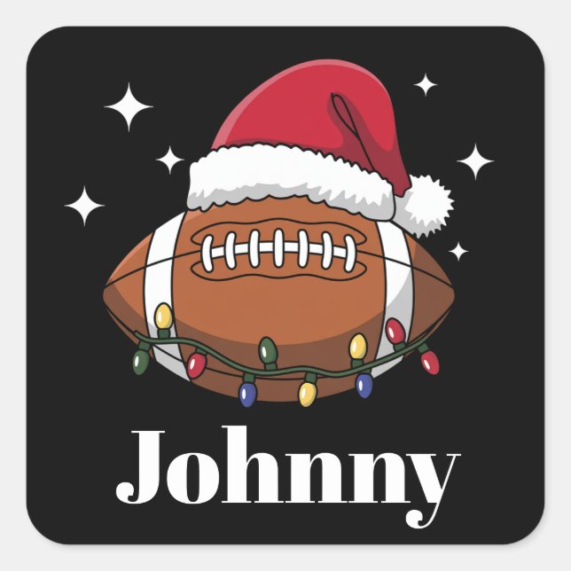 Personalized Christmas Football Winter Sports Team Square Sticker (Front)
