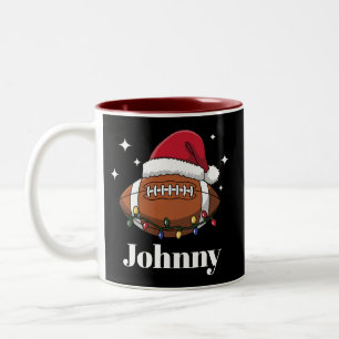 Personalized Christmas Football Winter Sports Team Two-Tone Coffee Mug