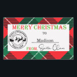 Personalized Christmas From Santa Claus   Sticker<br><div class="desc">Personalized Christmas From Santa Claus Rectangle Stickers.  Red and green tartan pattern with Merry Christmas from Santa Claus.  Cute labels for all your Christmas gifts.</div>