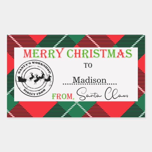 Personalized Christmas From Santa Claus   Sticker (Front)