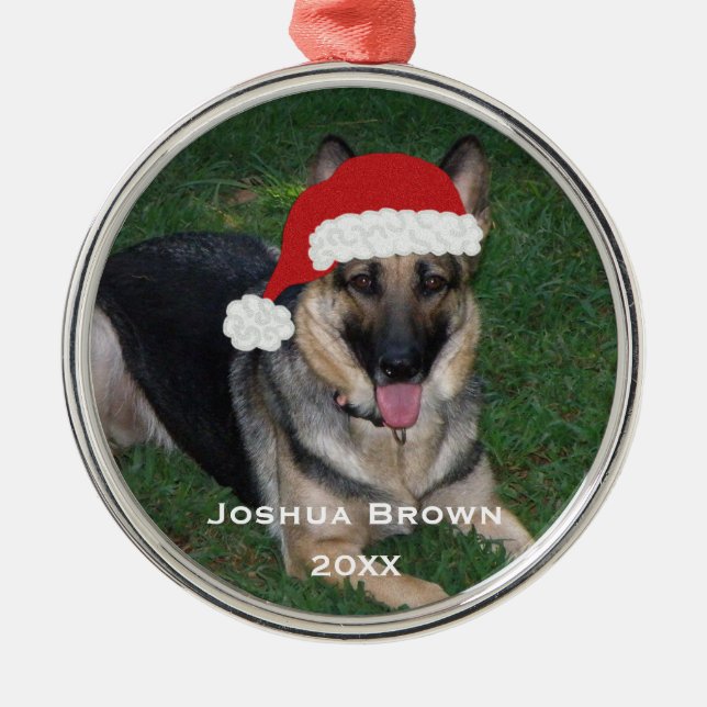 Personalized Christmas German Shepherd Ornament (Front)