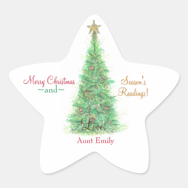 Personalized Christmas gift bookplate  Star Sticker (Front)