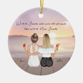 Personalized Christmas gift for best friend Ceramic Ornament