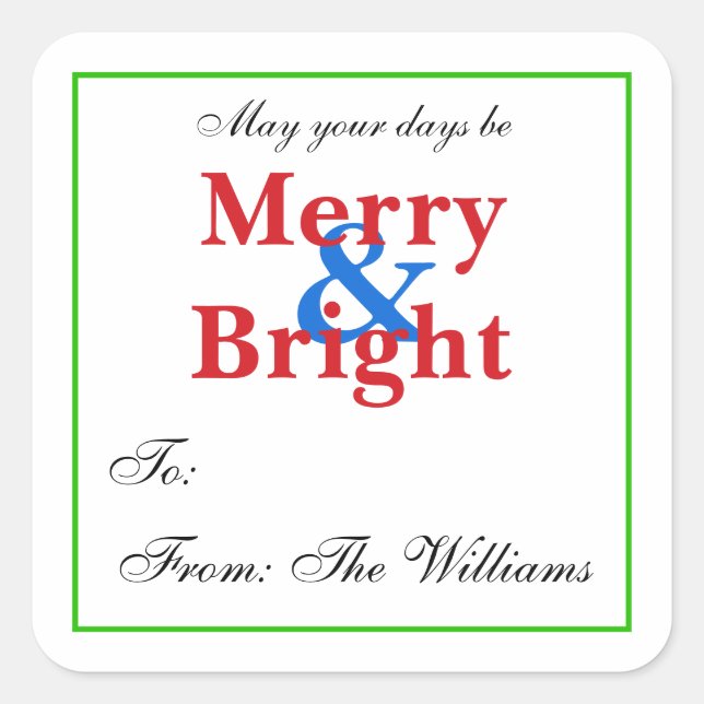 Personalized Christmas Gift Tag Stickers (Front)