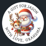Personalized Christmas Gift Tags<br><div class="desc">Add a name to these cute Santa and reindeer Christmas gift tag stickers.</div>