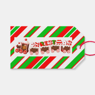 Personalized Christmas Gift Tags/Train and Stripes Tags