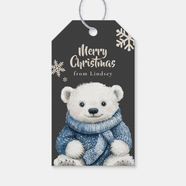 Personalized Christmas Gift Tags with Bear (Front)