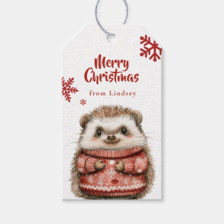 Personalized Christmas Gift Tags with Hedgehog