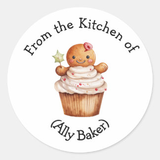 Personalized Christmas Gingerbread Cupcake Favour  Classic Round Sticker