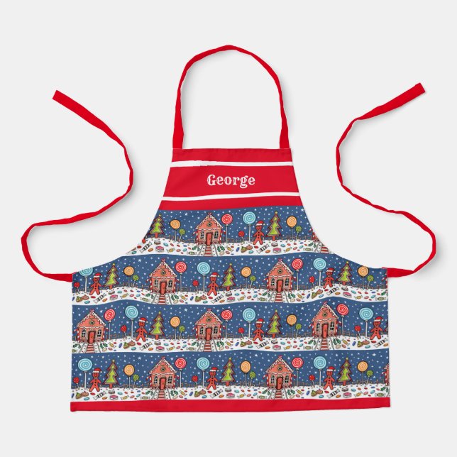 Personalized Christmas Gingerbread House Apron (Front)