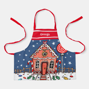 Personalized Christmas Gingerbread House Apron