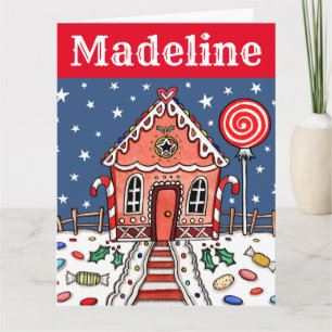 Personalized Christmas Gingerbread House  Card