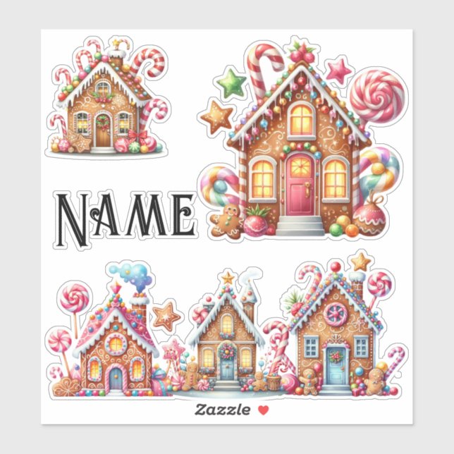 Personalized Christmas gingerbread houses (Sheet)