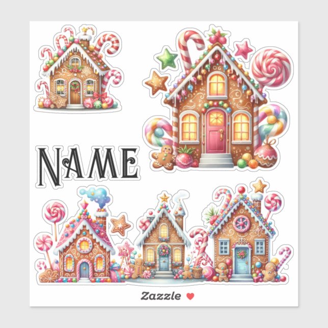 Personalized Christmas gingerbread houses (Sheet)