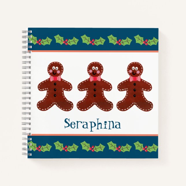 Personalized Christmas Gingerbread Man Notebook (Front)