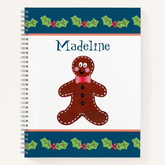 Personalized Christmas Gingerbread Man Notebook (Front)