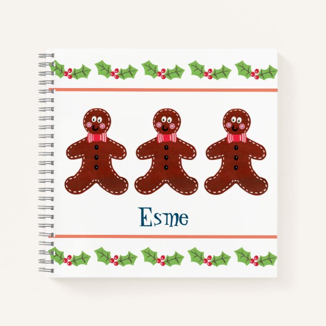Personalized Christmas Gingerbread Man Notebook (Front)