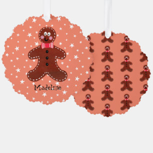 Personalized Christmas Gingerbread Man Ornament Card