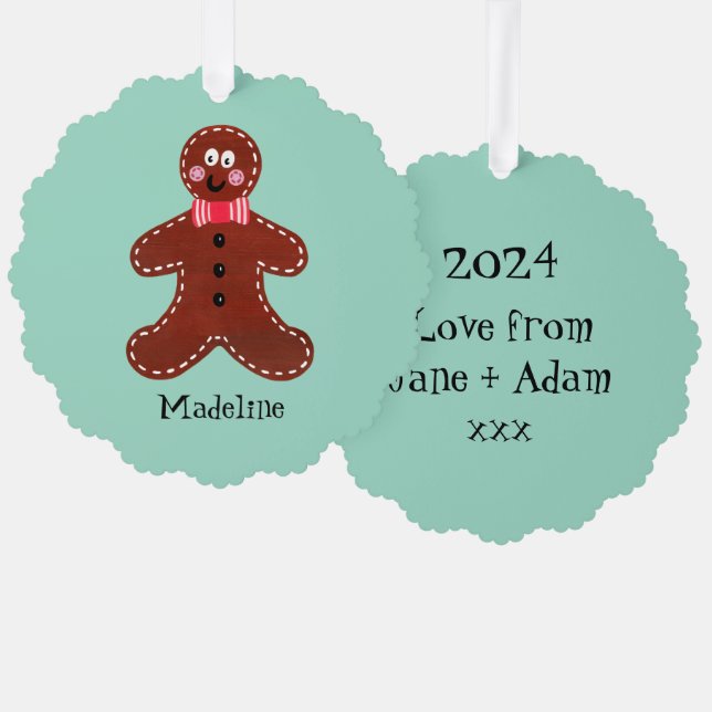 Personalized Christmas Gingerbread Man Ornament Card (Front/Back)