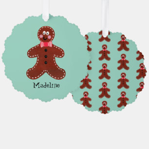 Personalized Christmas Gingerbread Man Ornament Card
