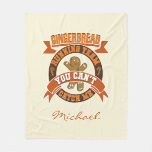 Personalized Christmas Gingerbread Running Team Fleece Blanket