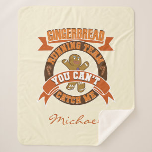 Personalized Christmas Gingerbread Running Team Sherpa Blanket