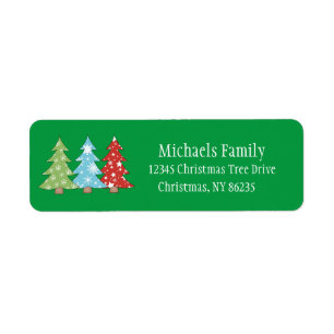 Personalized Christmas Glitter Trees Address