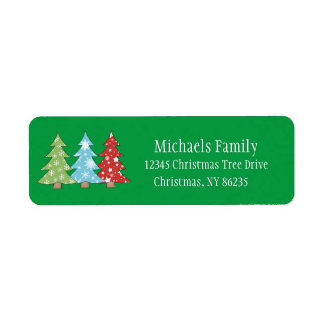 Personalized Christmas Glitter Trees Address (Front)