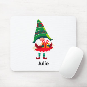 Personalized Christmas Gnome Holding a Gift Box Mouse Pad