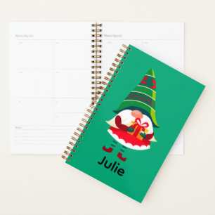 Personalized Christmas Gnome Holding a Gift Box Planner
