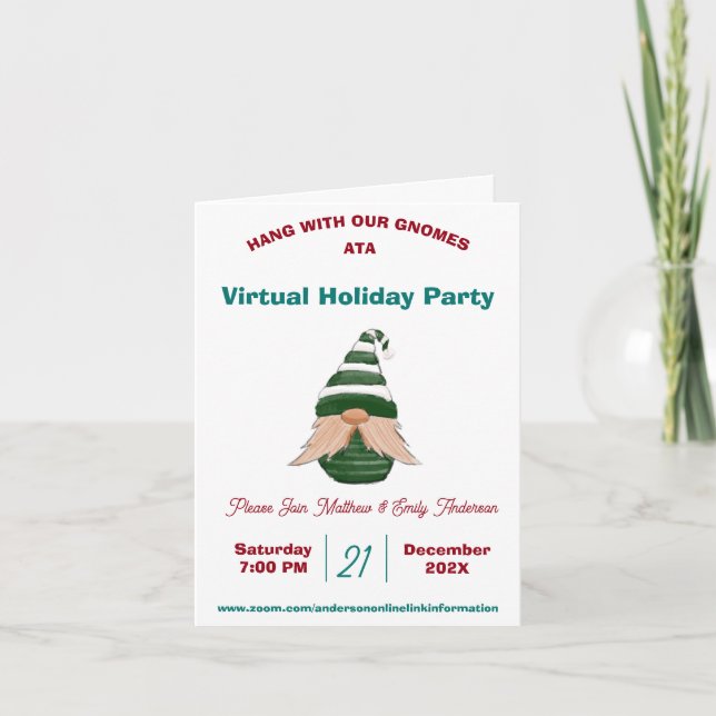 Personalized Christmas Gnome Invitation Card (Front)