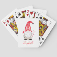 Personalized Christmas Gnome Playing Cards